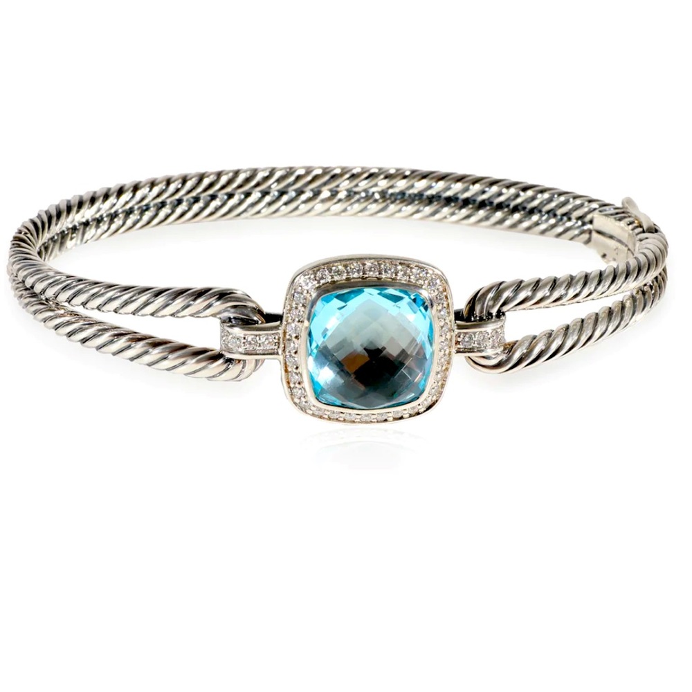 COPY - David Yurman Albion Blue Topaz Diamond Bracelet in 925 Sterling Silver 0…